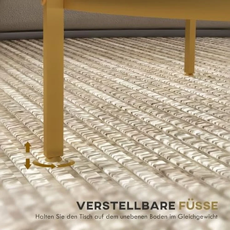 HOMCOM Beistelltisch mit Stauraum, aus gehärtetem Glas mit Stahlrahmen (Couchtisch, 1-St, Nachttisch), für Wohntimmer, Gold – Bild 6