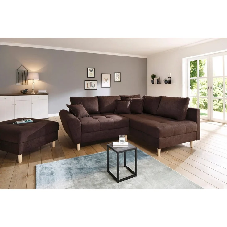 Home affaire Ecksofa Rice L-Form, B: 223 cm - OTTO. Verlässliche Qualität, Set: Sofa & Hocker, mit 3 Zierkissen, Federkern – Bild 5