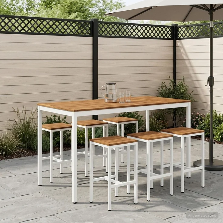 vidaXL Gartenbar-Tisch NAARDEN Natur und Weiß 180 x 88,5 x 105 cm 901353 – Bild 1
