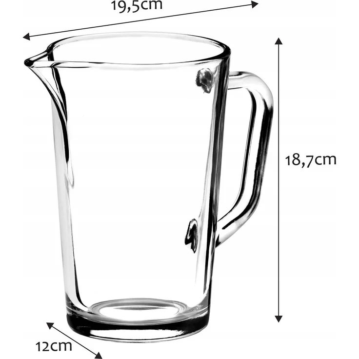 KADAX Glaskaraffe für Wasser, Saft, Limonade für Wassergetränke, 1,23 l – Bild 2