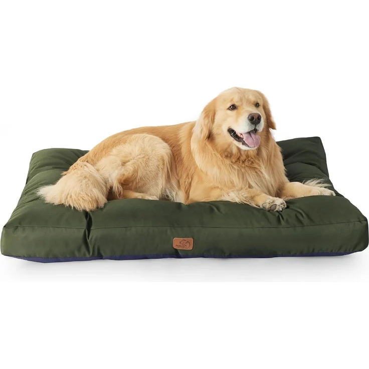 BEDSURE Hundekissen Grosse Hunde waschbar - 120x90 cm hundematratze XXL für große, mittelgroße Hunde Outdoor gepolstert Hundematte grün in 10cm Höhe?XL Kühlmatte für Haustiere