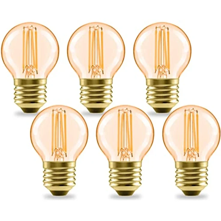 LVWIT Edison Vintage Glühbirne E27, Retro LED Filament G45, 4W warmweiß 2400K, 410LM, nicht dimmbar, 6 Stück – Bild 1