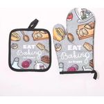 Christmas Joy Ofenhandschuh-Set, rot-weißes Buffalo-Karomuster mit Weihnachtsmann (Grau)