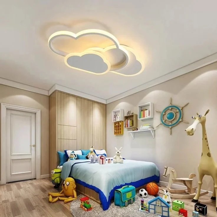 DELIPOP – Moderne 50W weiße LED – Deckenleuchte, dimmbare Wolken – Deckenleuchte mit Fernbedienung für Wohnzimmer/Schlafzimmer/Kinderzimmer – 45x24x6cm – Bild 2