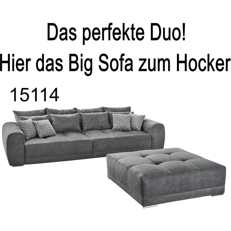 XXL-Hocker 120x120 cm für Big-Sofa Federkern Polstersitz in Mikrofaserstoff Grau – Bild 6