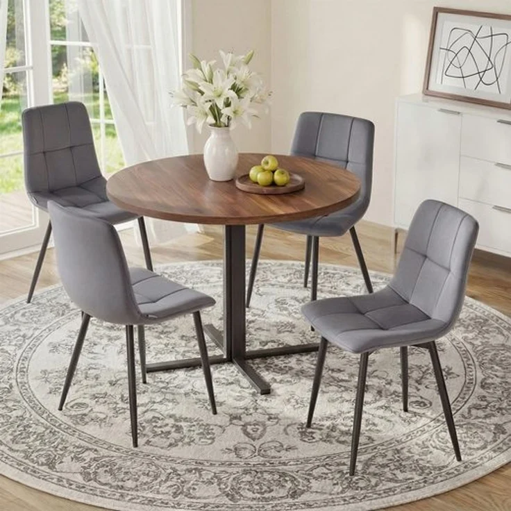 VASAGLE Küchenstühle gepolstert, Esszimmerstühle Samt, moderner Sessel mit verstellbaren Füßen, für Wohnzimmer, 4er Set, grau – Bild 2