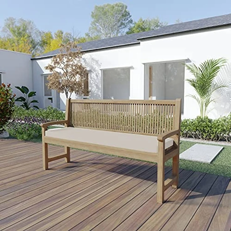 chilly pilley Bankkissen Bankauflage Polsterauflage Reißverschluss mit Schlaufen Kissen für Gartenbank für Gartenmöbel Sitzkissen & Rückenkissen Outdoor (100 x 40 x 5 cm, Cremefarbig) – Bild 2