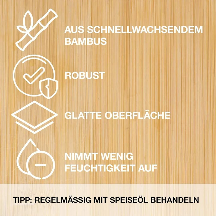 Moritz & Moritz Schneidebrett Schneidebrett Groß, Bambus, (45x34 cm, 1-St), mit Saftrille – Bild 8