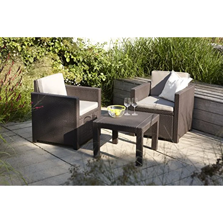 Allibert by Keter Victoria Gartentisch, braun, 59x59x43cm, Kunststoff in flacher Rattanoptik, wetterfest, UV-beständig – Bild 7