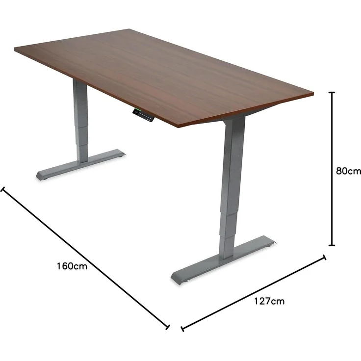Desktopia Pro X - Elektrisch höhenverstellbarer Schreibtisch / Ergonomischer Tisch mit Memory-Funktion, Nussbaum, Gestell Grau, 160x80 cm – Bild 2