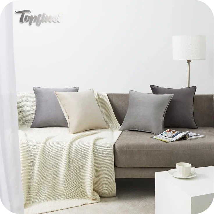 Topfinel Kissenbezug 40x40cm grau 4er Set Samt Kissenhüllen Sofa Deko – Bild 6