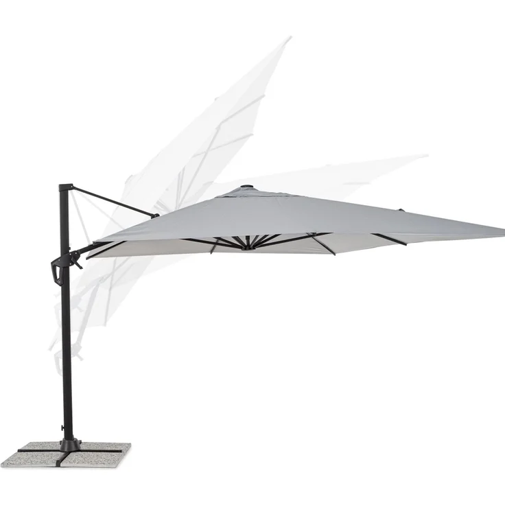 Sonnenschirm Vega aus Aluminium, modern und 360° schwenkbar, hellgrau, rechteckig 3x4 m – Bild 5