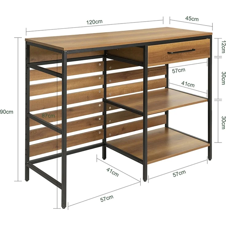 SoBuy FSB71-PF Kücheninsel, Spanplatte, Melamin, Braun, 120 x 90 x 45 cm – Bild 3