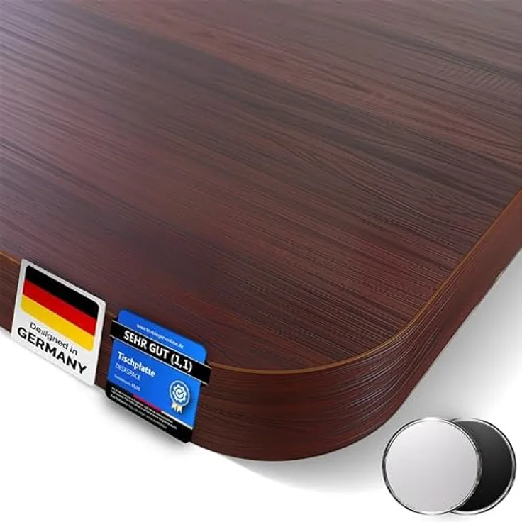 DESKSPACE Massive Tischplatte 25 mm, robuster und pflegeleichter Tisch mit melaminbeschichteter, wasserfester Oberfläche, montagefreundlich