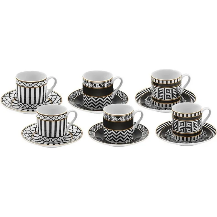 Karaca Kaffeeservice Karaca Helenistik für 6 Personen Kaffeetasse, 80 ml, Porzellan