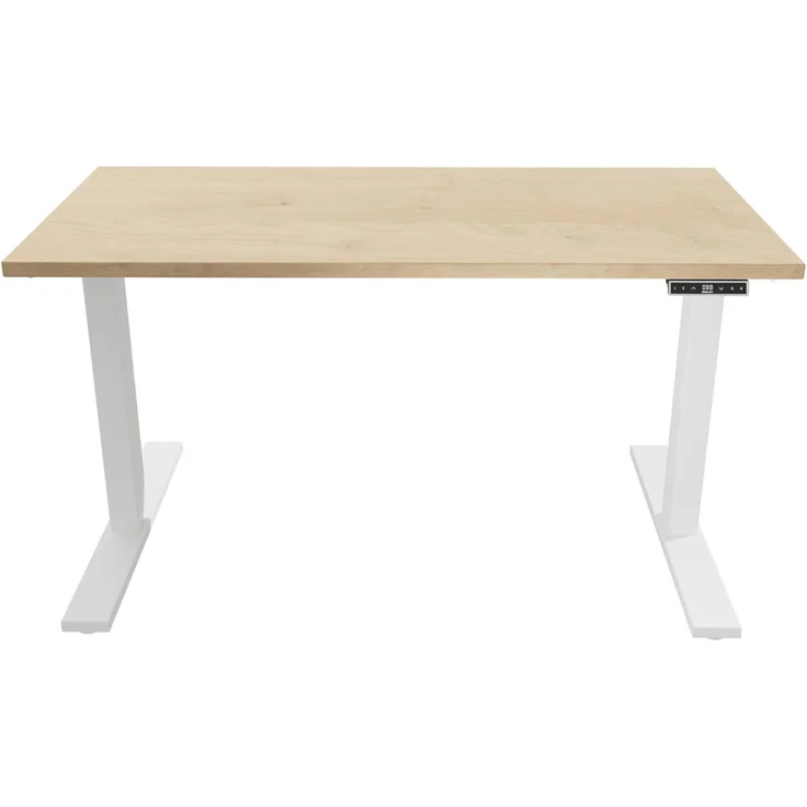 Höhenverstellbarer Schreibtisch E-WonderTech, EWT1608014, Platte 014 ahorn, Gestell 396 weiß, H 630-1280 x B 1600 x T 800 – Bild 1