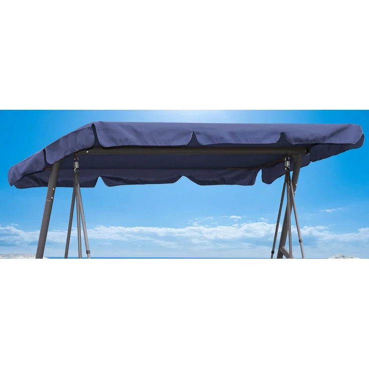 Hollywoodschaukel Dachbezug 200x145 cm Blau Wasserdicht | Universal Ersatzdach Gartenschaukel 3 Sitzer | UV 50 Schaukel Dach Ersatz Bezug – Bild 1