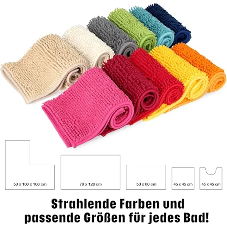 WohnDirect Badematte 45x45 cm MIT WC Ausschnitt | Orange - rutschfest & Waschbar - Badezimmerteppich zum Set kombinierbar, Badvorleger, WC Garnitur, Badteppich – Bild 9
