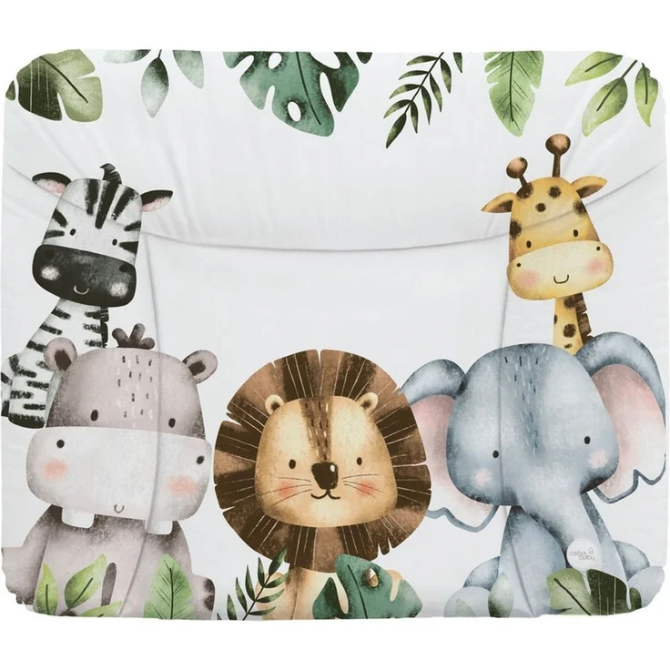 Ceba Baby® weiche Wickelauflage 75x72 cm - Baby Wickelunterlage- Wickeltischauflage für Junge und Mädchen - Wasserdicht, abwaschbar - OEKO-TEX® Standard 100 - Made in EU -Dschungeltiere – Bild 1