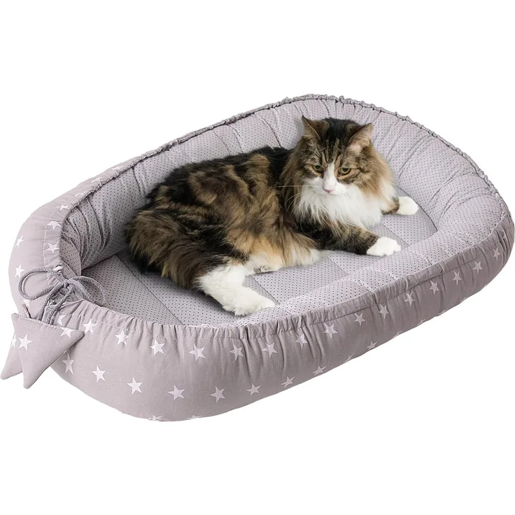 Medi Partners Katzenbett Hundebett 75 x 60 x 10 cm Katzenschlafplatz Kleine Mittelgroße Hunde Kissen Kuschelbett Katzen Nest