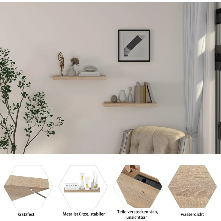 EUGAD Wandregal, 4-tlg, Holz Board Modern in verschiedenen Farben Größen – Bild 3