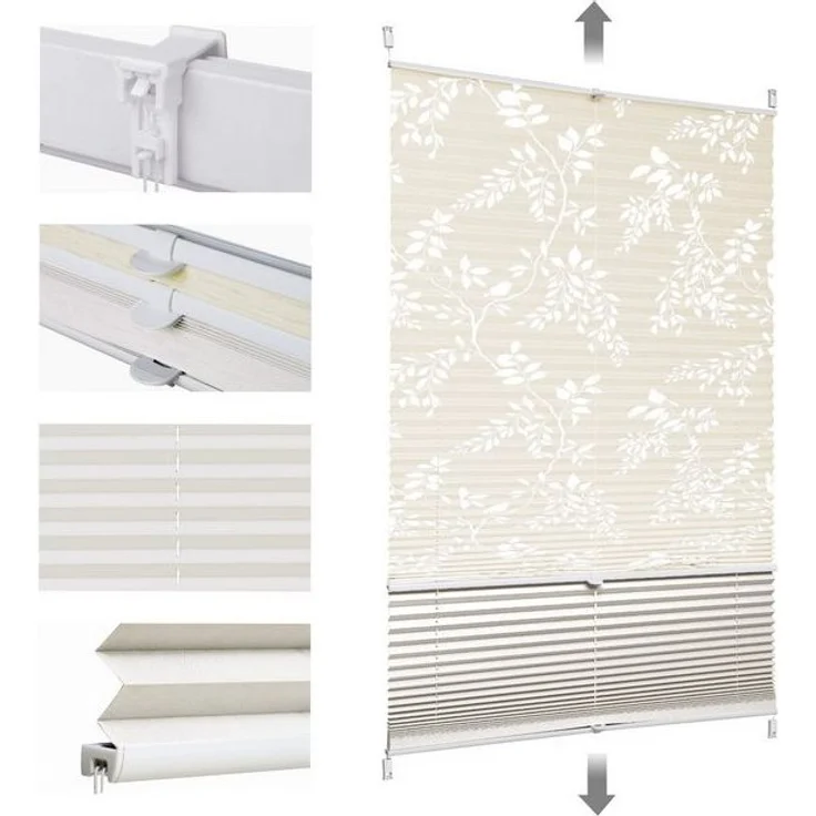 Sekey Doppelplissee Day+Night Verdunkelung ohne Bohren verspannt Lichtschutz Beige – Bild 4