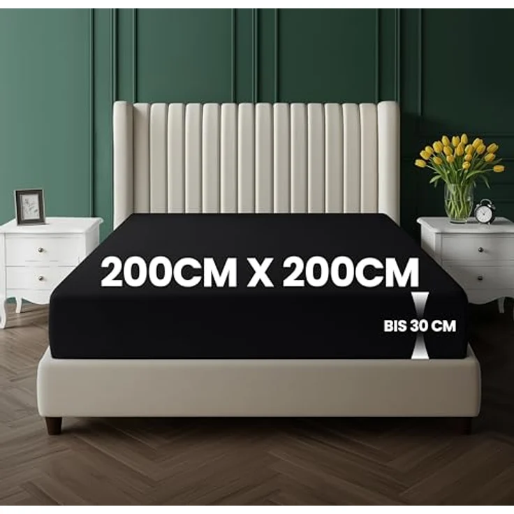 Utopia Bedding - Spannbettlaken 200x200 cm Bis 30 cm - Schwarz - Gebürstete Mikrofaser Spannbetttuch - Oeko Tex Standard 100 – Bild 3