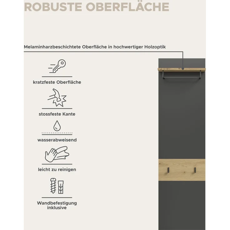 Paneel (B/H/T: 45x165x29 cm) in Artisan Nachbildung – Bild 7