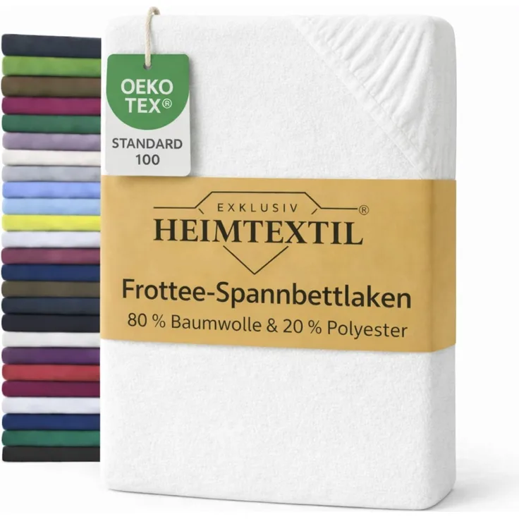 EXKLUSIV HEIMTEXTIL Frottee Spannbettlaken Premium 60 - 70 x 140 cm Weiß 80% Baumwolle 20% Polyester Öko - Tex Zertifiziert Bed-Sheet Bettlaken Spannbetttuch
