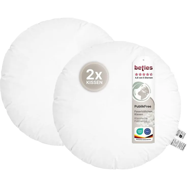beties Sofakissen PublikFree, (2er Set, 2 St, 2 Stück PublikFree Kissenfüllung), Sitzkissen rund 2er-Set ca 50cm Kissenfüllung