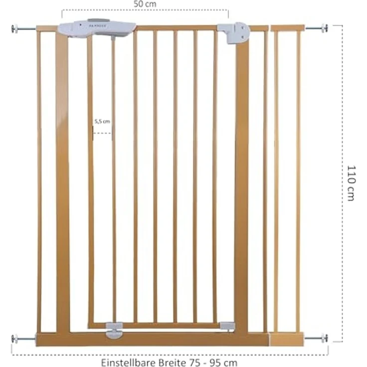 Absperrgitter Treppenschutzgitter beige für für 85-95cm Durchgang 110cm Hoch – Bild 3
