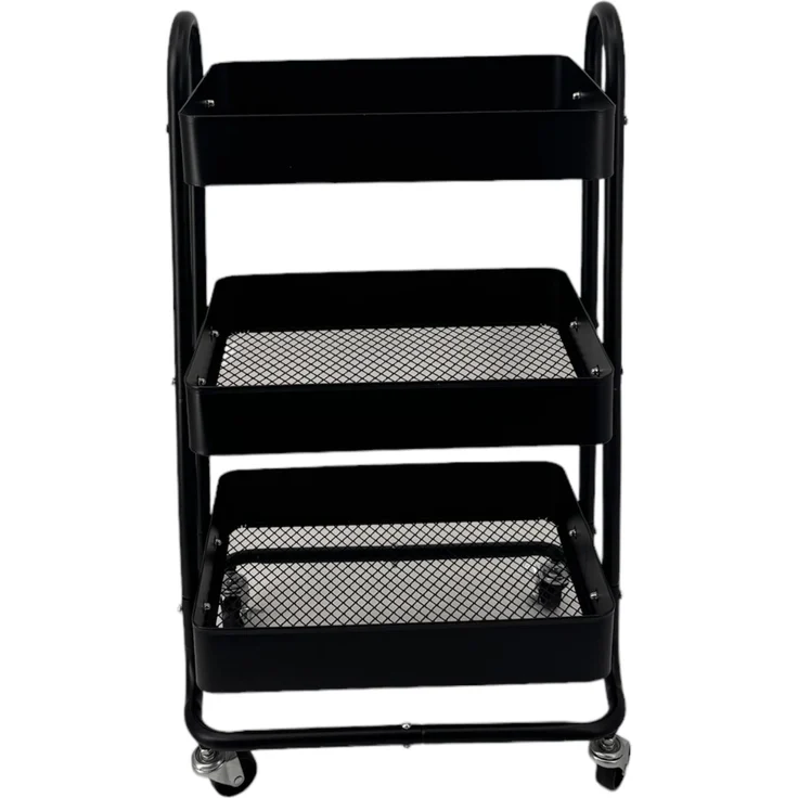 Servierwagen >RAJA< in schwarz, Lackiert, Metall - 46x78x34cm (BxHxT) – Bild 3