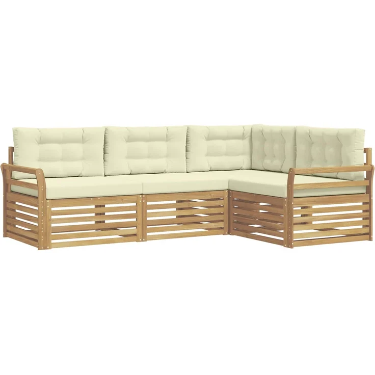vidaXL Outdoor-Sofagarnitur 4 stk. 4-Sitzer Weiß und Creme Polyester 3390405 – Bild 2