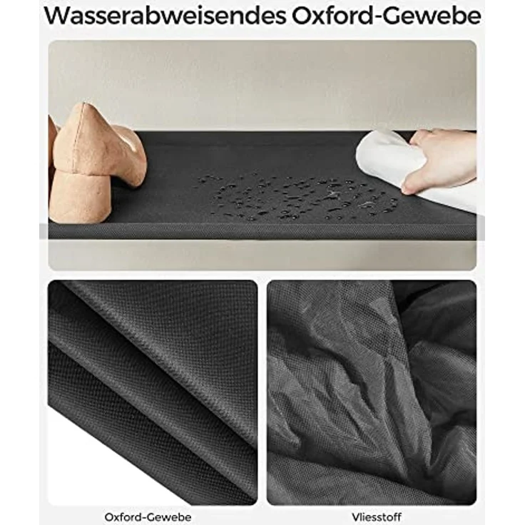 Songmics Schuhregal 5 Ebenen, Schuhablagen Metall, Ablagen aus Oxford, für 20-25 Paar Schuhe, 29 x 89 x 92,5 cm, 4 Haken, offener Schuhschrank für Flur, Schlafzimmer, vintagebraun-schwarz LMR035B01 – Bild 6