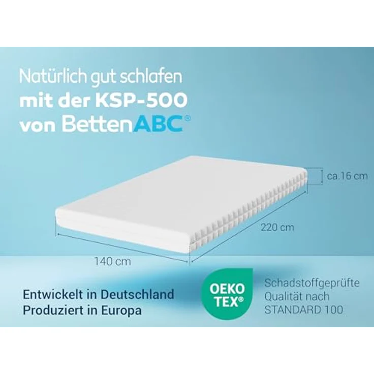 Betten-ABC KSP-500 XXL, Matratze in Härtegrad H4 Kaltschaummatratze in Härtegrad 4, Bezug waschbar, Größe: 140x220 – Bild 3