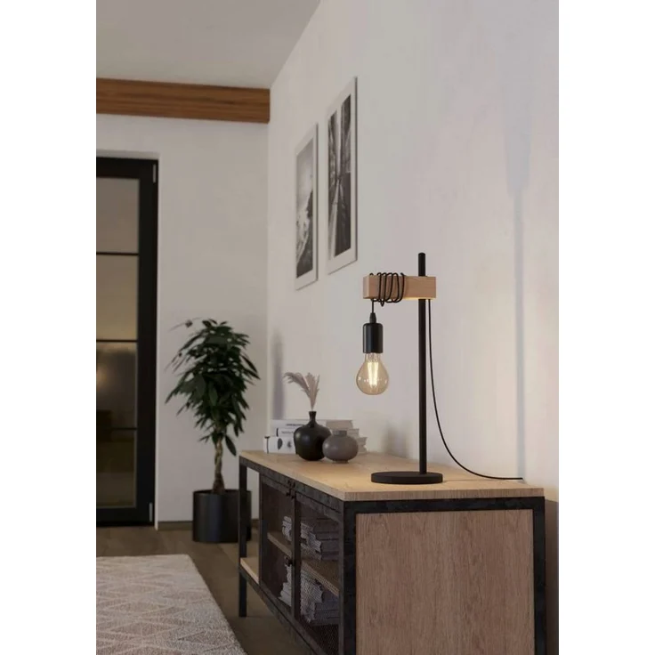 Eglo Tischleuchte Townshend schwarz natur 50 x 17,5 x 15,5 cm – Bild 5