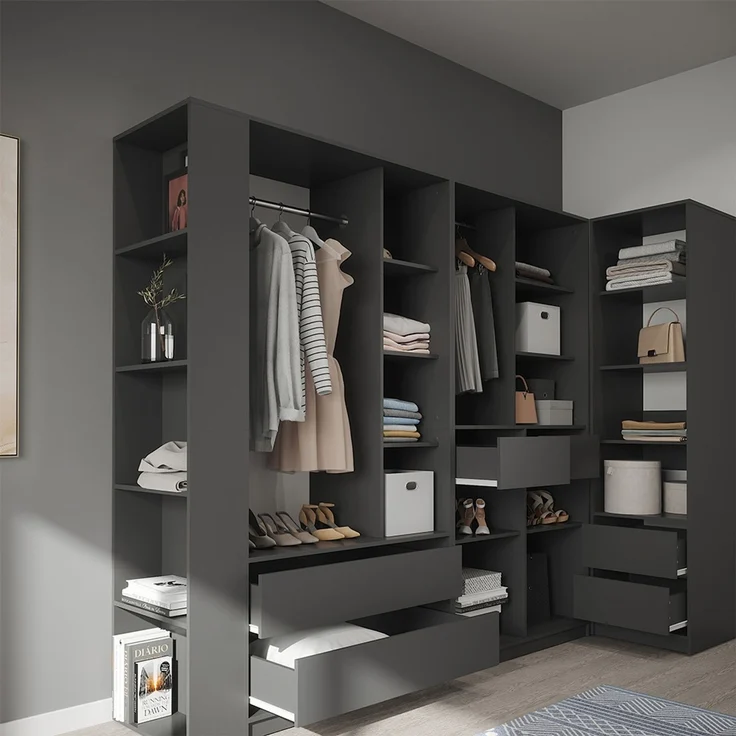 Kleiderschrank Elmo Anthrazit 50 x 200 cm 2er Set Vicco – Bild 5