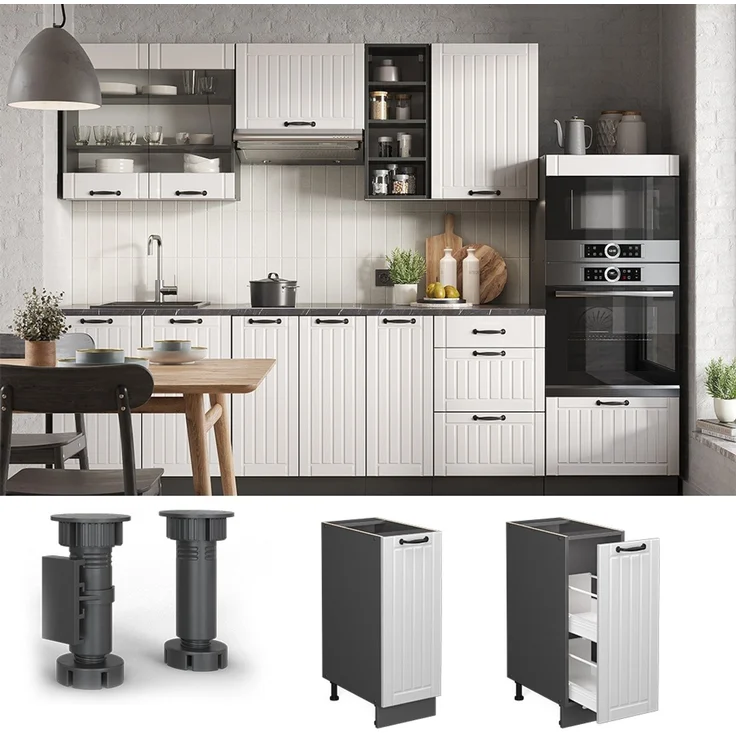 Apothekerschrank Fame-Line Weiß Landhaus 30 cm ohne Arbeitsplatte Vicco – Bild 2