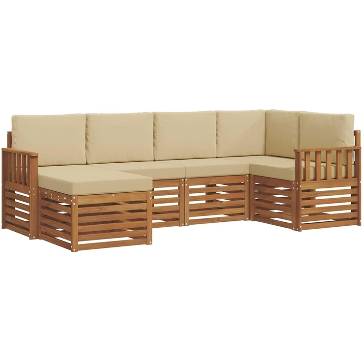vidaXL Outdoor-Sofagarnitur 6 stk. 5-Sitzer Natur und Beige 3375083 – Bild 2