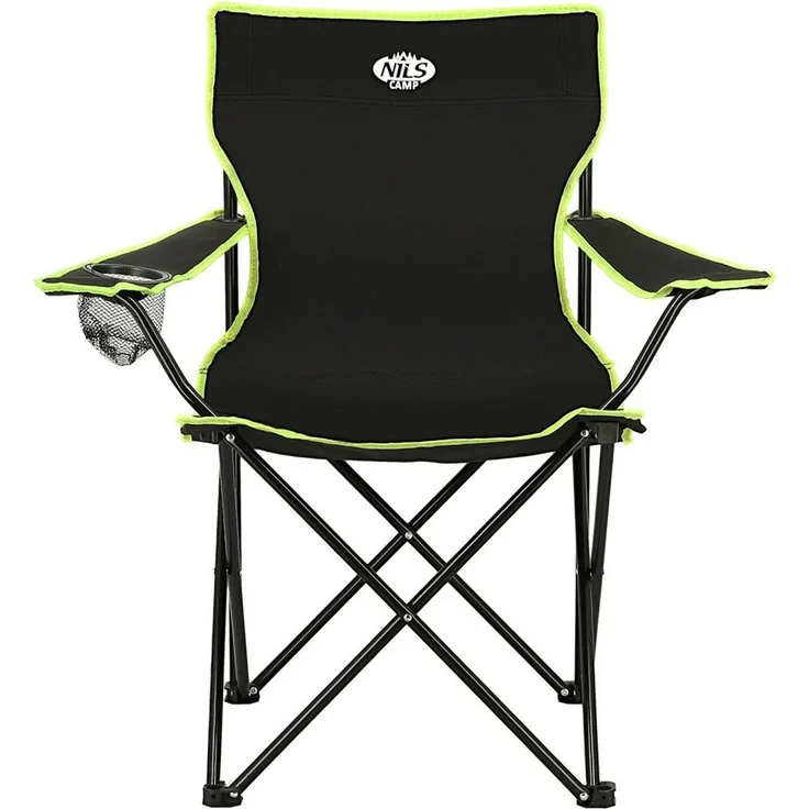 NILS Faltbarer Campingstuhl Anglerstuhl Stabiler Outdoor-Stuhl mit Tragetasche Schwarz – Bild 1