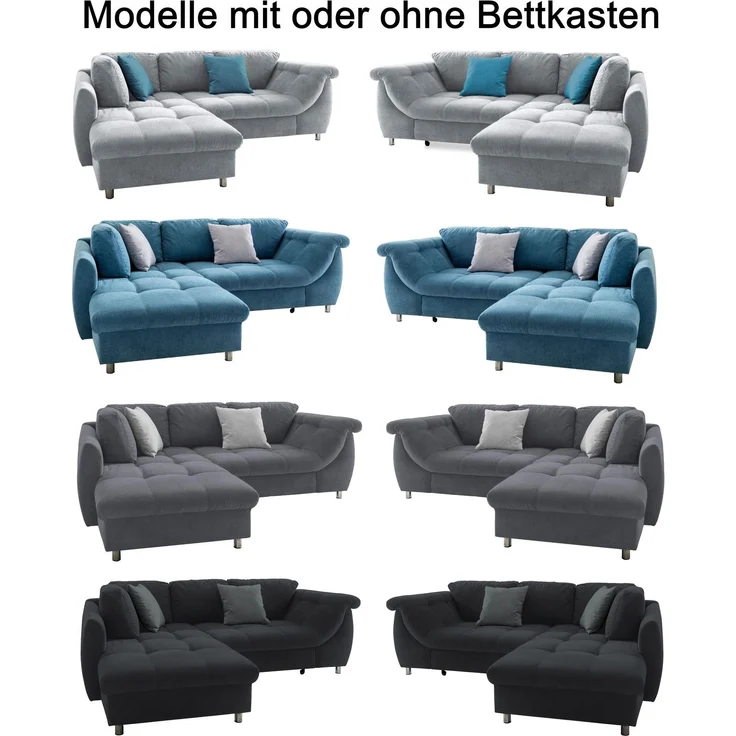 Ecksofa Schlafcouch Polsterecke L-Garnitur Wohnlandschaft Ottomane links in Blau – Bild 10