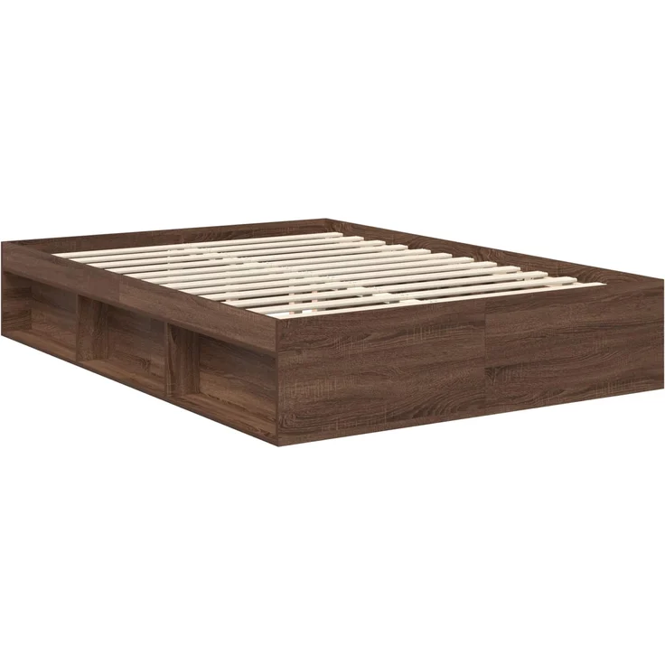 vidaXL Bettrahmen Braun Eichen-Optik 140 x 200 cm Massives Kiefernholz 3412895 – Bild 4