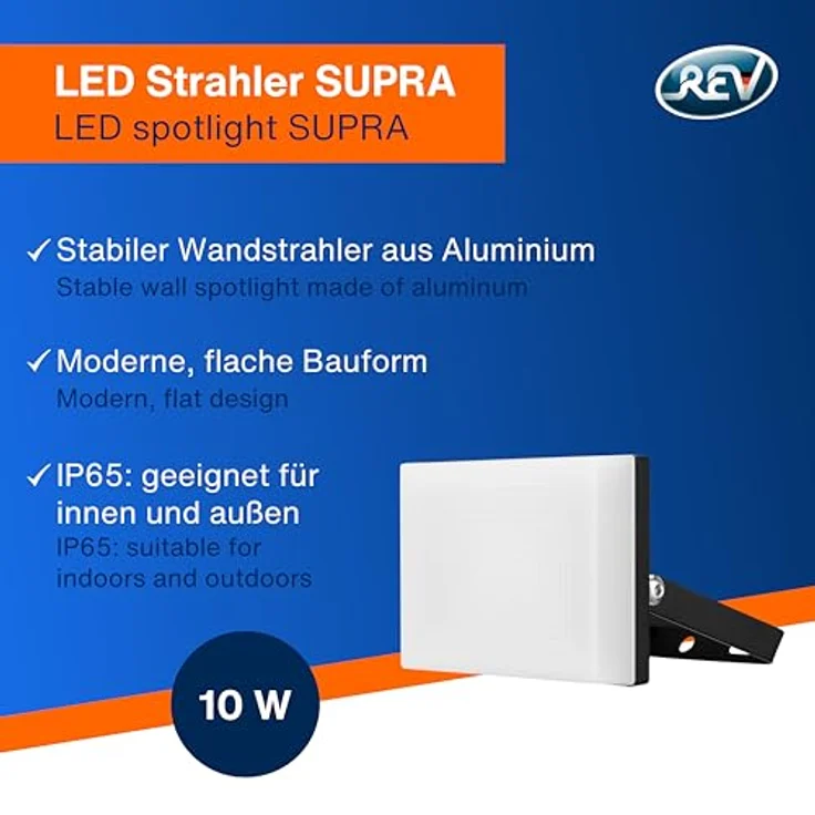REV SUPRA LED Strahler außen, IP65, 10W, 800lm, 4000K, anthrazit - ideal für Hofeinfahrten, Garagen & Hauseingänge – Bild 2