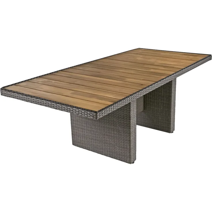 Tisch BRAGA 220cm grau Polyrattan Akazie Gartentisch Garten Gartenmöbel Möbel