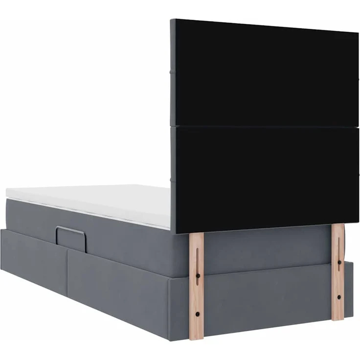 vidaXL Aufbewahrungsbett mit Matratze Dunkelgrau 90 x 190 cm Samt 3371998 – Bild 11