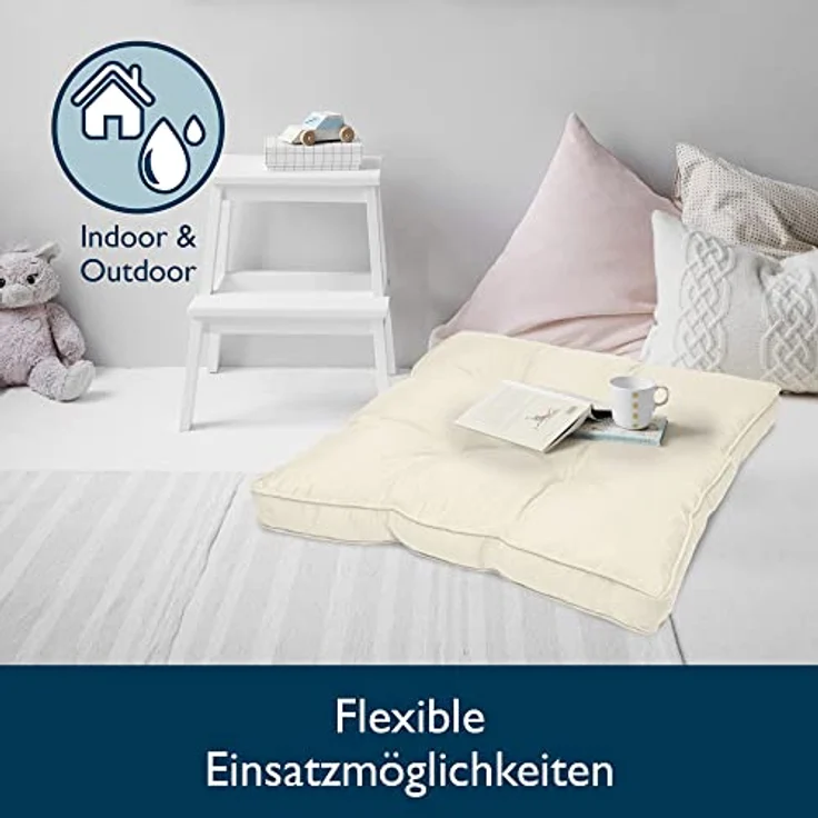 Beautissu Loungekissen Xluna Sitz Natur, 40 x 40 x 10 cm – Bild 8