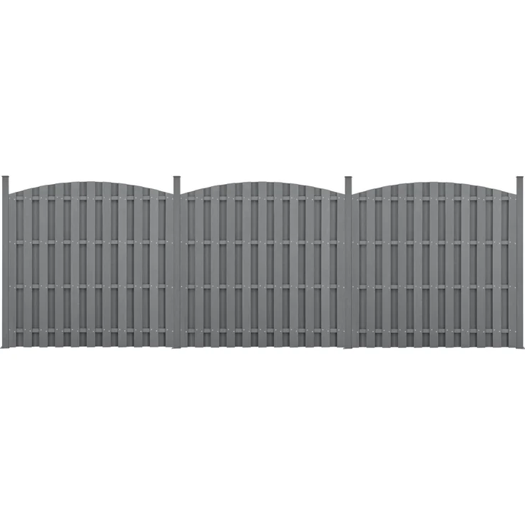 WPC Gartenzaun mit Rundbogen (165-185)x562 cm Grau [neu. holz] – Bild 1