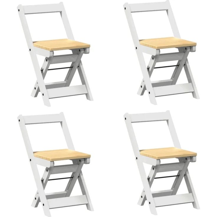 vidaXL Esszimmerstühle Klappbar 4 Stk. Corona Weiß Massivholz Kiefer 4013436 – Bild 1