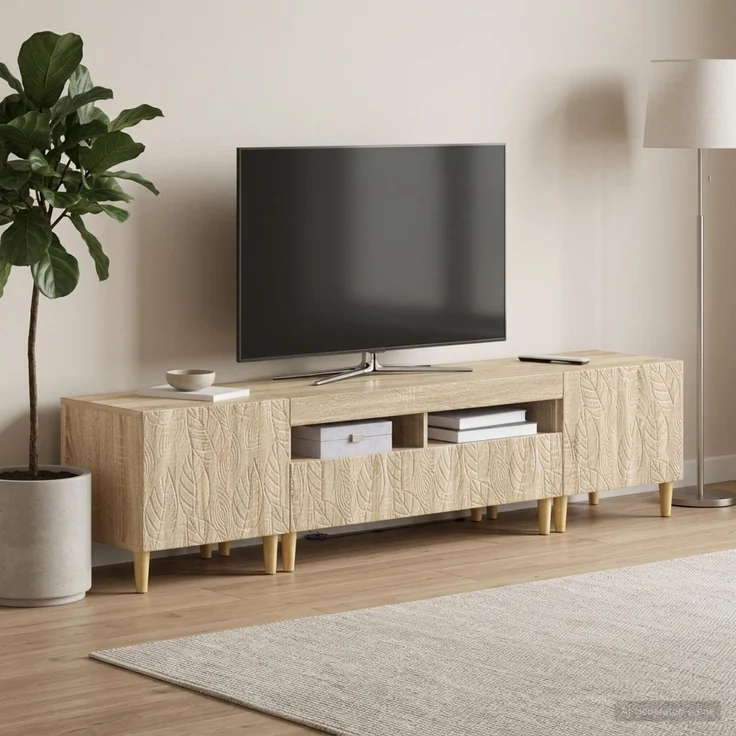 vidaXL 3-teiliges LED TV Regal DELFT Sonoma-Eiche Holzwerkstoff 3416758 – Bild 3