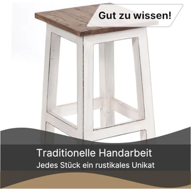 DESIGN DELIGHTS Hocker Sitzhocker MADERO, 48x30cm(HxB) Altholz Holzhocker, massivholz Hocker – Bild 6